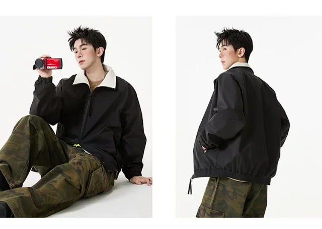 Cleanfit Color Block Retro Baseball Jacket Detail