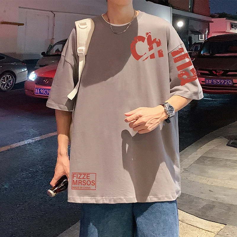 Men's Loose Cotton Tee HK Style