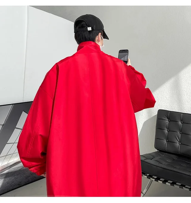 Men's Burgundy Hip-Hop Hooded Bomber Jacket Detail