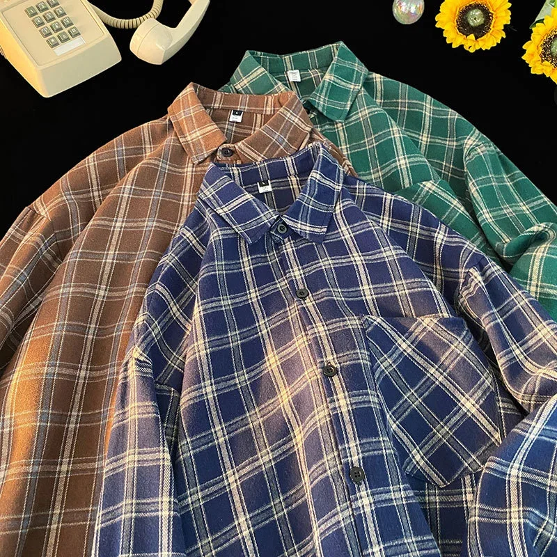 Men's Red Japanese Brushed Plaid Overshirt