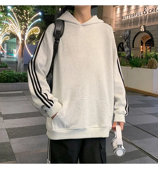 Men's Striped Oversized Casual Hoodie Detail