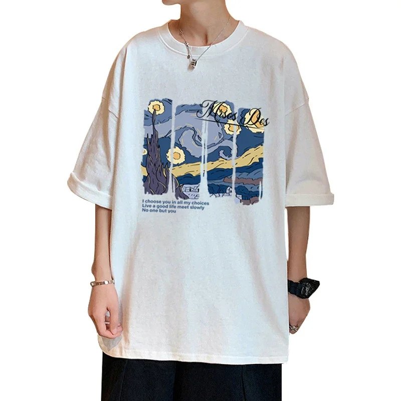 Starry Night Men's Loose Cotton T-Shirt