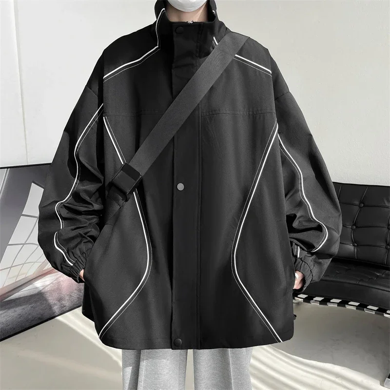 Men's Burgundy Hip-Hop Hooded Bomber Jacket