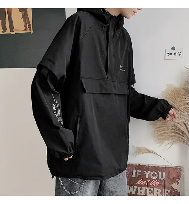 Men's Lightweight Half-Zip Hooded Pullover Jacket Detail