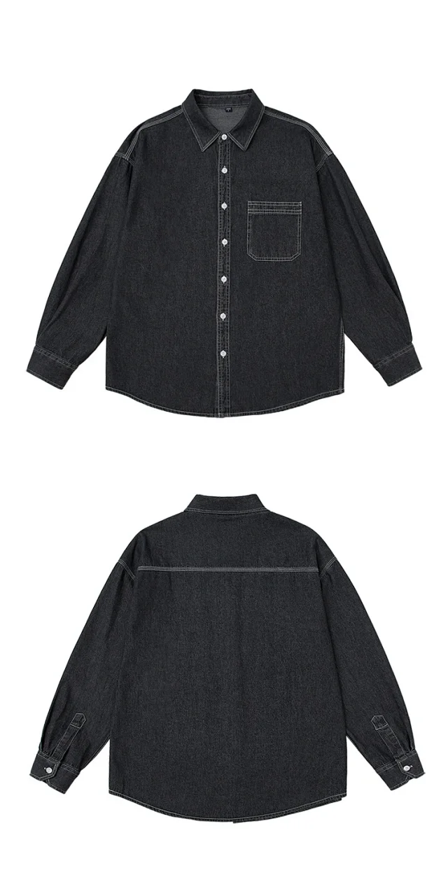 Men's Japanese Denim Shirt Long Sleeve Detail