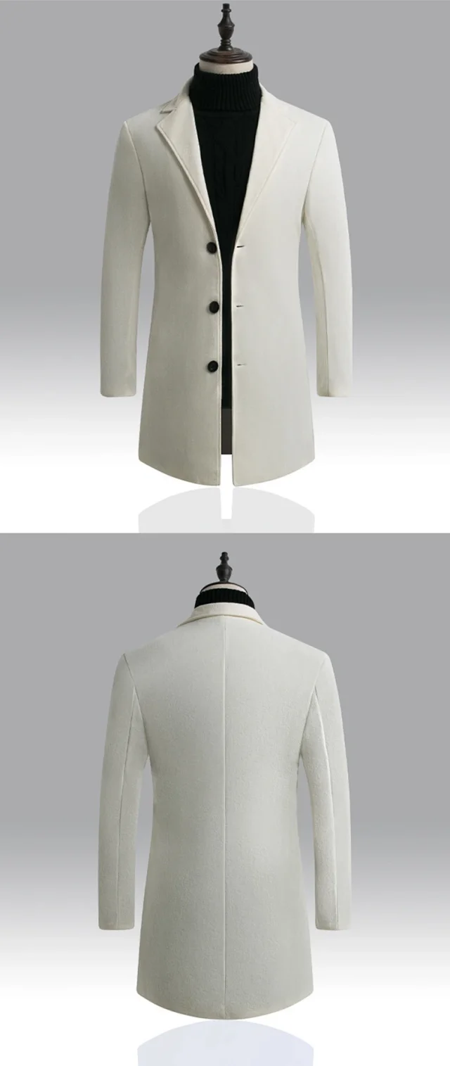 Men's AW21 Korean Slim Wool Dress Coat Detail