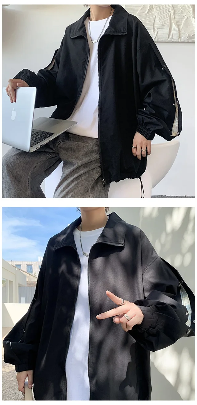 Men's Snap Button Hiphop Pilot Jacket Detail