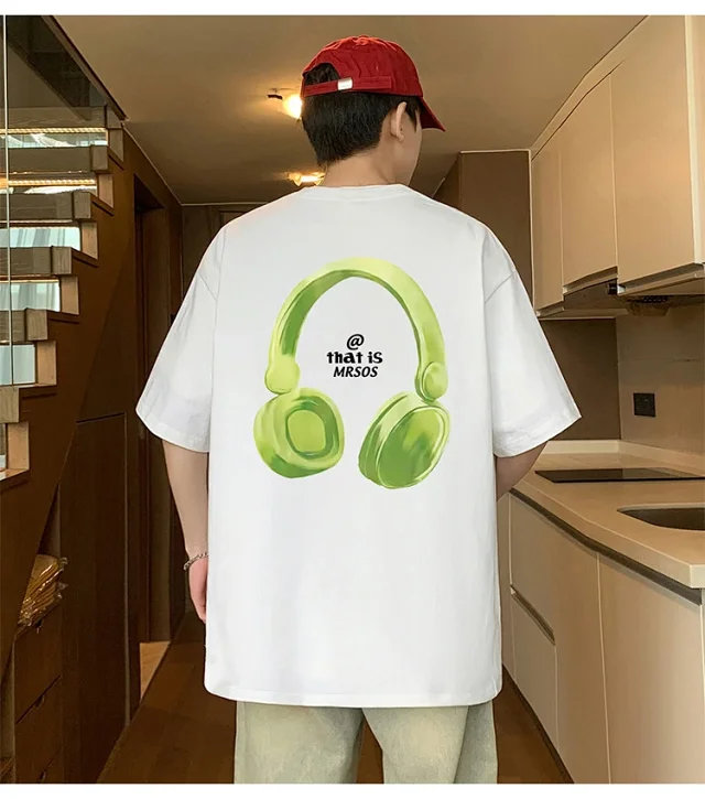 Oversized Men's Cotton Short Sleeve Tee Detail