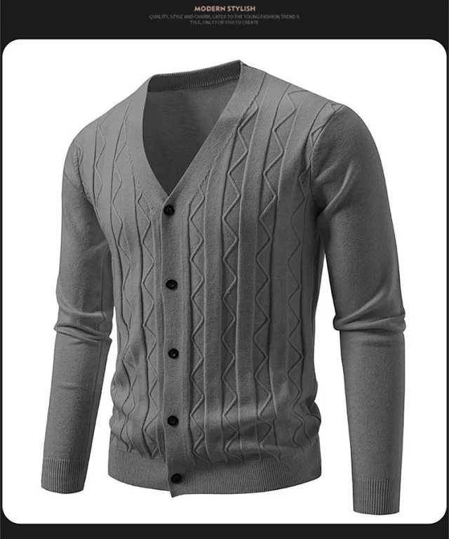 Men's Autumn Winter Knit Cardigan Korean Trendy Detail