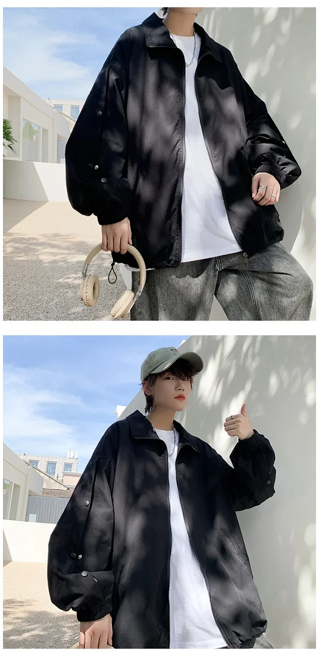 Men's Snap Button Hiphop Pilot Jacket Detail