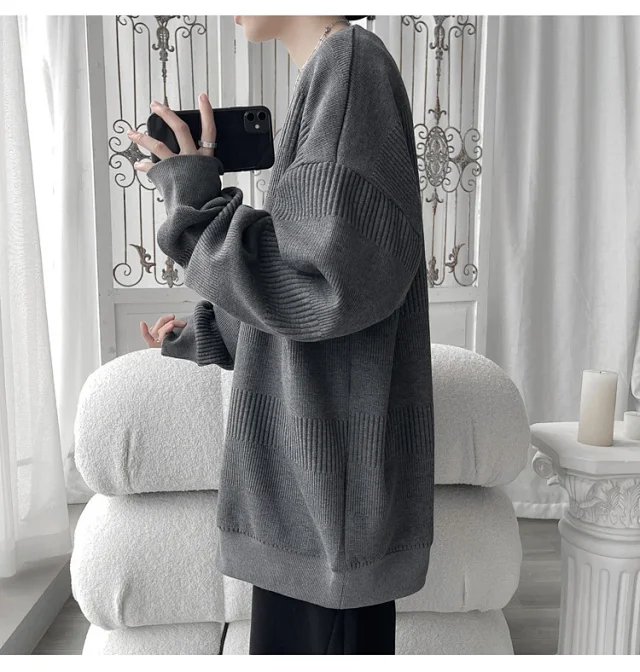 Men's Grey Jacquard Long Sleeve Tee Detail