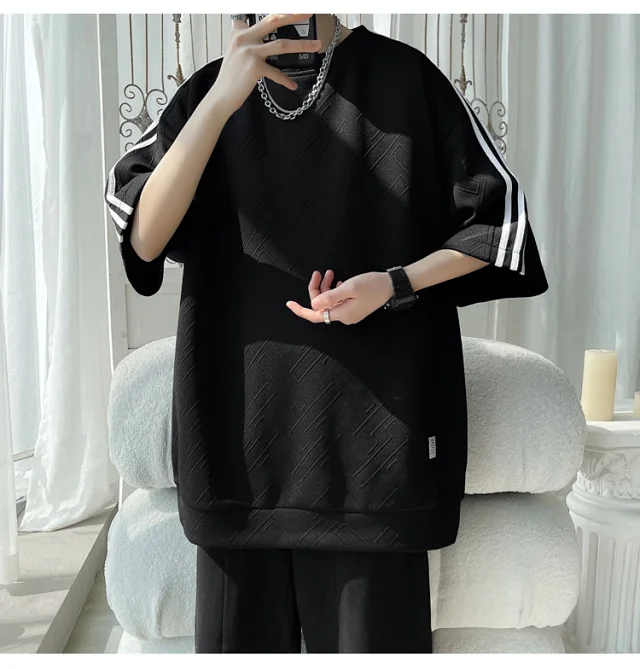 Three-Stripe Stretch Ice-Silk Summer Tee Detail