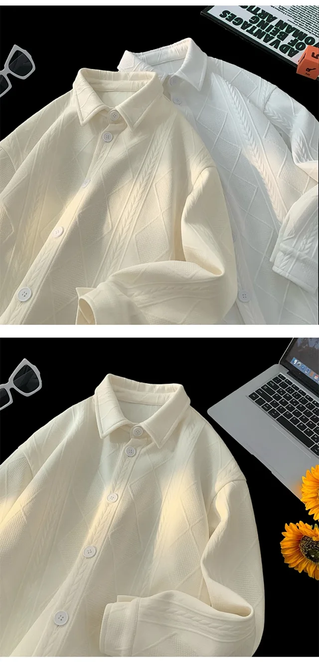 Men's Jacquard Long Sleeve Casual Shirt Detail