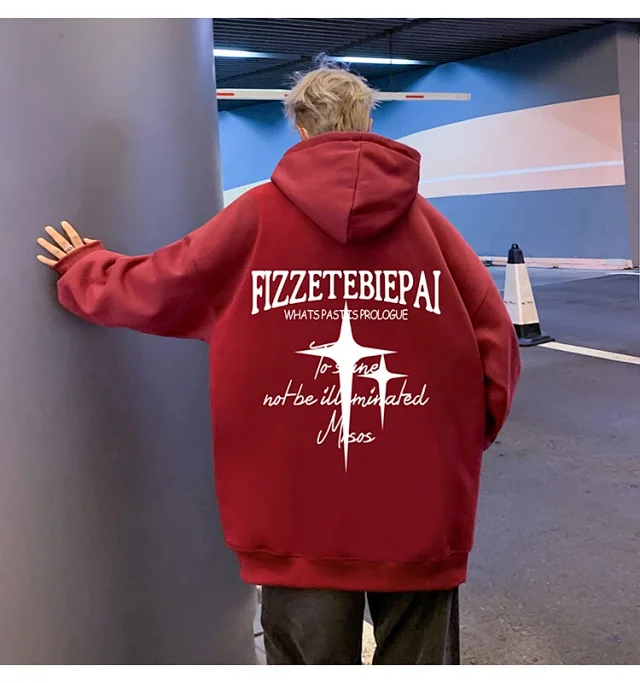 Men's Heavy Fleece Retro Hoodie Oversized Detail