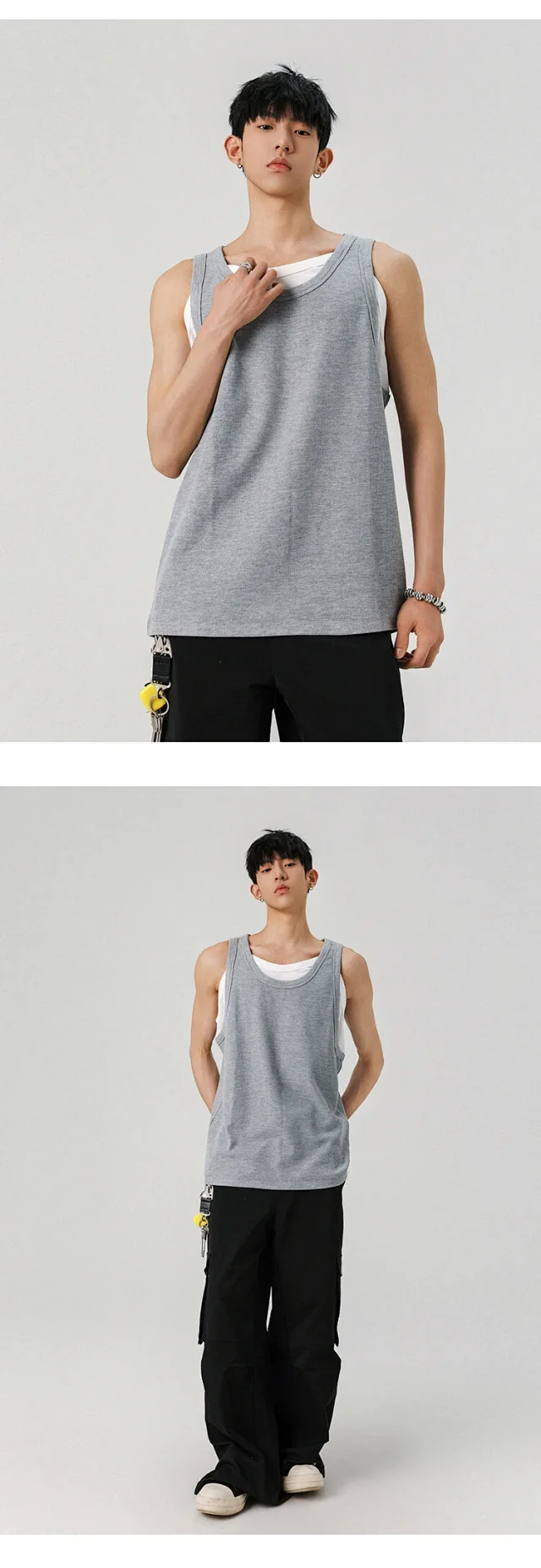 Men's Waffle Mock Two-Piece Tank Detail