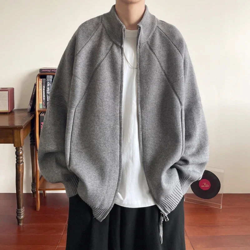 Men's Japanese Loose Zip Knit Cardigan