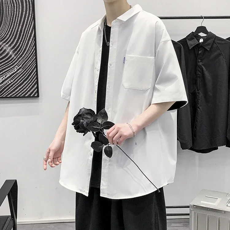 Men's Preppy Oversized Short Sleeve Shirt
