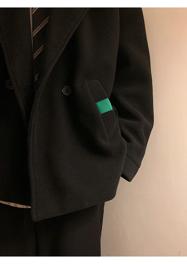 Men's Japanese Retro Oversized Winter Blazer Detail