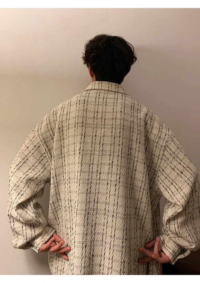 Men's Plus Size Houndstooth Wool Jacket Detail