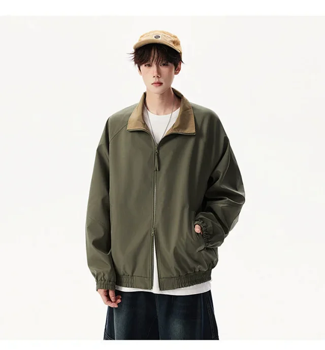 Cleanfit Color Block Retro Baseball Jacket Detail