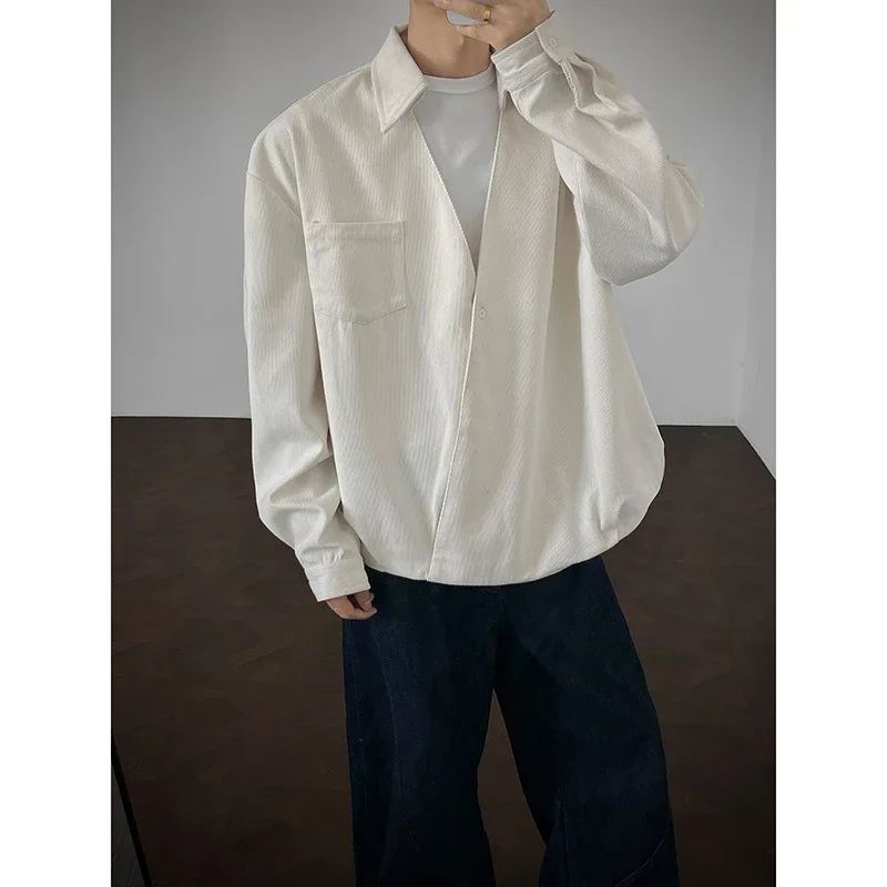 Men's French Style Long-sleeve Shirt in Maillard Lazy Wind