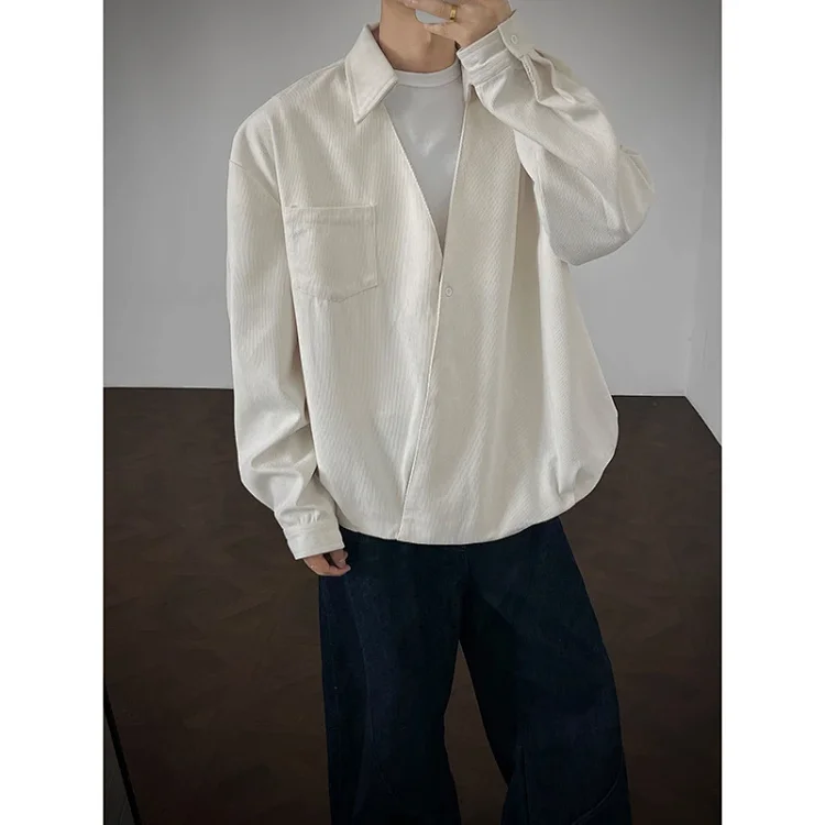 Men's French Style Long-sleeve Shirt in Maillard Lazy Wind