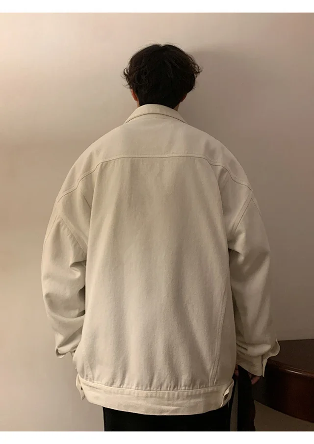 Men's Korean Relaxed Cotton Denim Jacket Detail