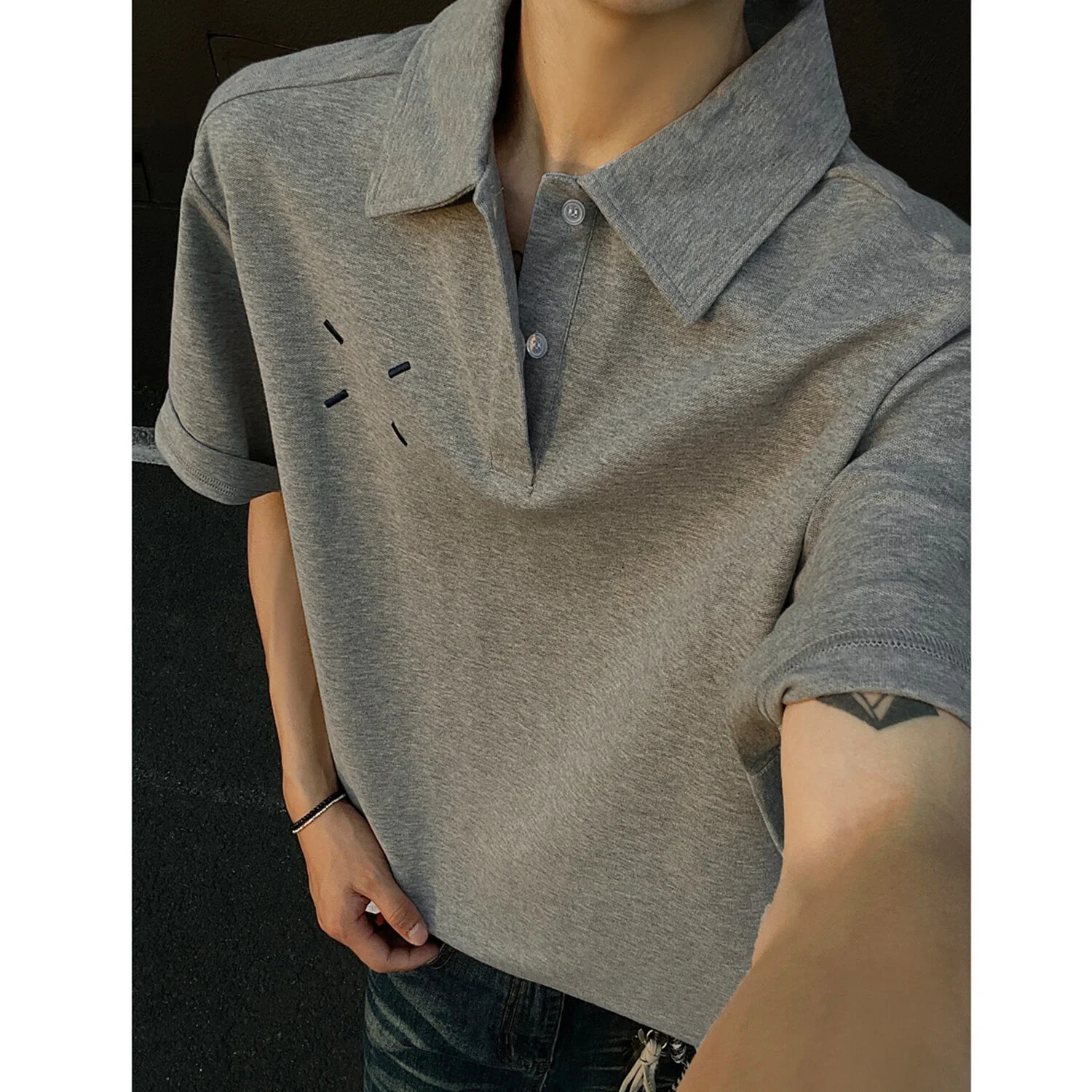 Men's Japanese Minimalist Margiela Embroidered Polo