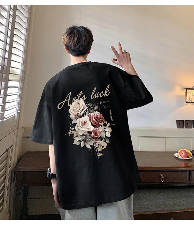 Men's New Summer Oversized Cotton T-Shirt Detail
