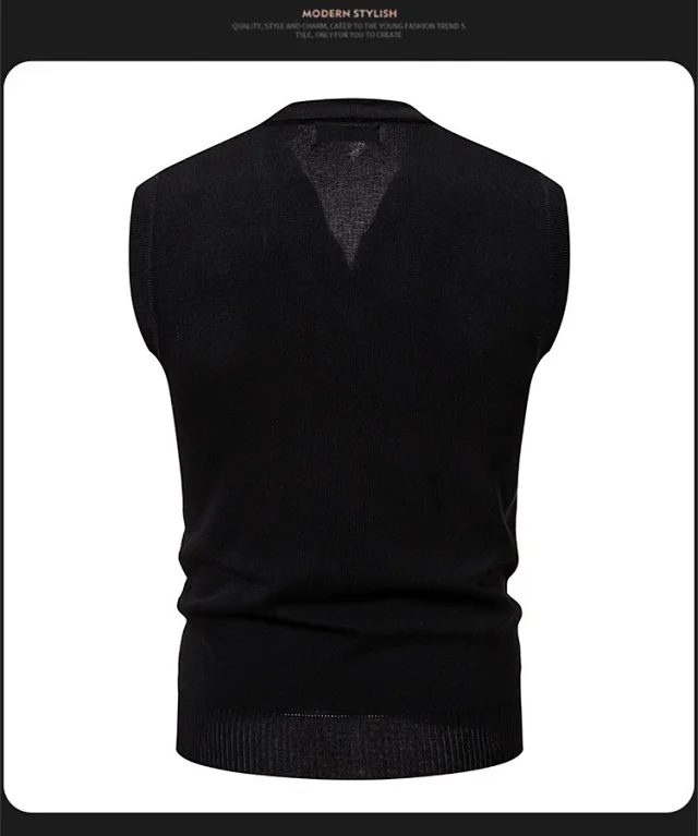 Men's New Diamond Jacquard Knit Vest Detail