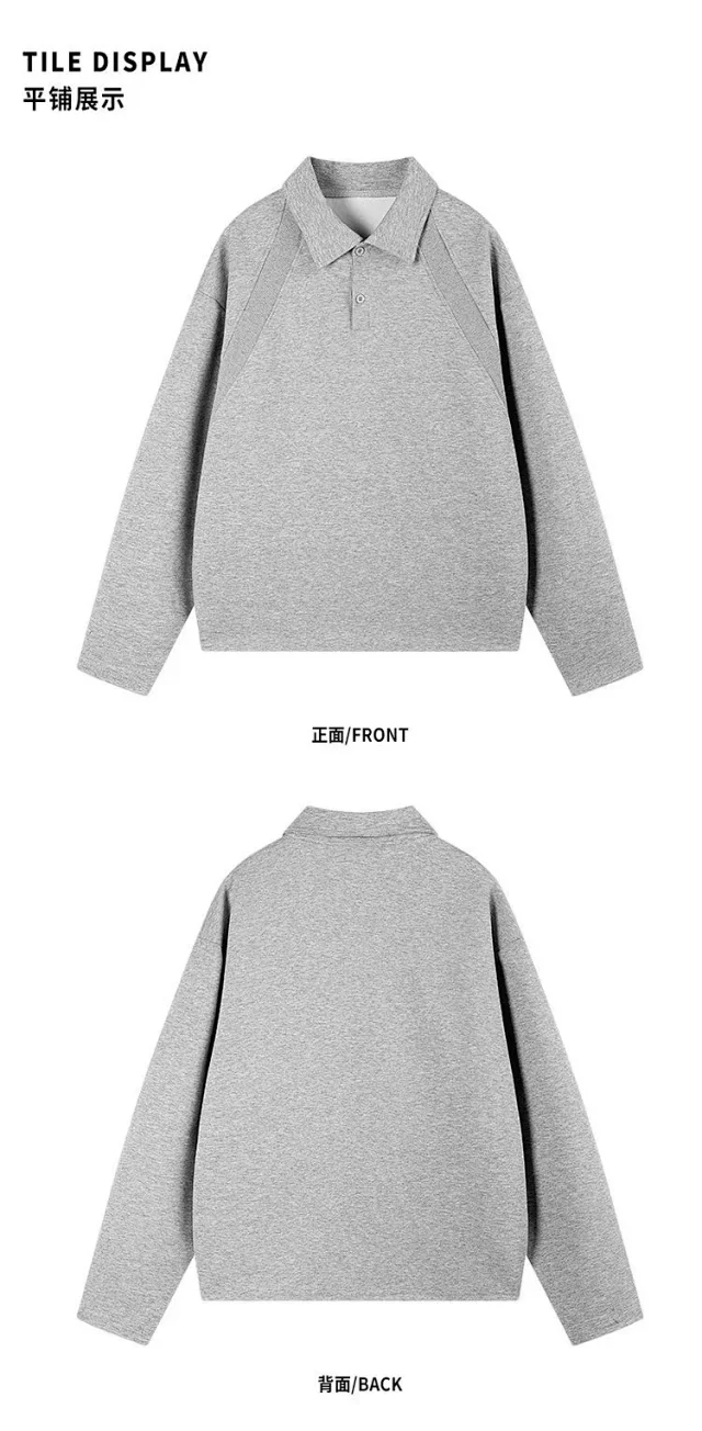 Men's Heavyweight Boxy Deconstructed Long-Sleeve Polo Detail