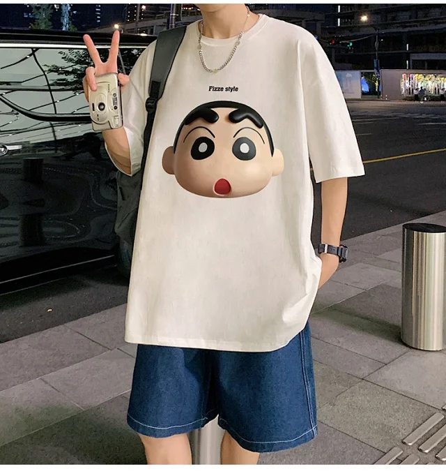 Men's Heavyweight Cotton Cartoon Tee Loose Detail