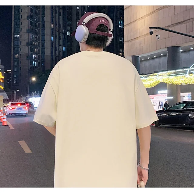 Men's Trendy Oversized Heavyweight Cotton T-Shirt Detail