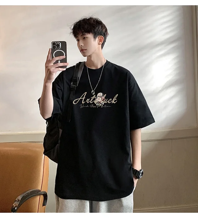 Men's New Summer Oversized Cotton T-Shirt Detail