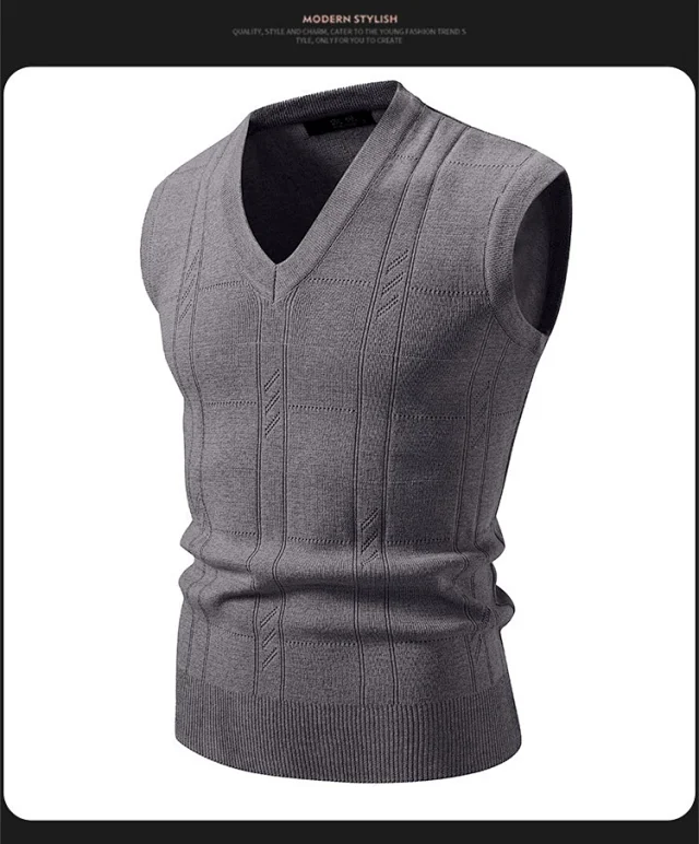 Amazon Men's Stripe Jacquard Knit Vest Detail