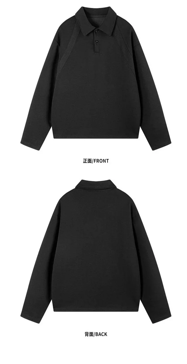 Men's Heavyweight Boxy Deconstructed Long-Sleeve Polo Detail