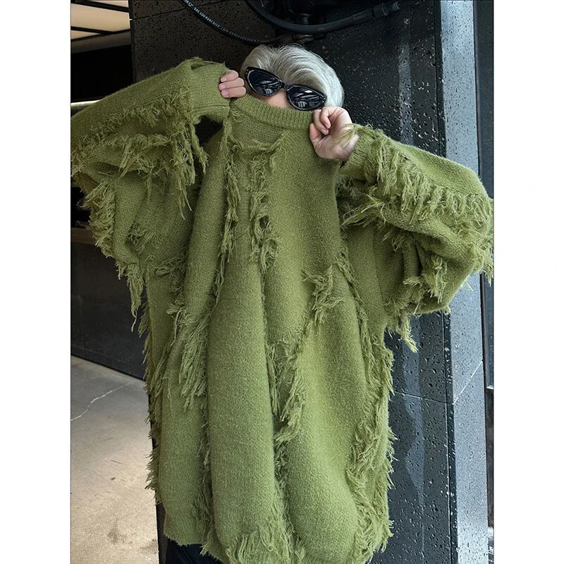Men's Gray Distressed Fringe Wasteland Coat