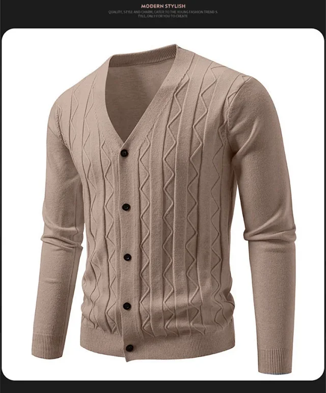 Men's Autumn Winter Knit Cardigan Korean Trendy Detail
