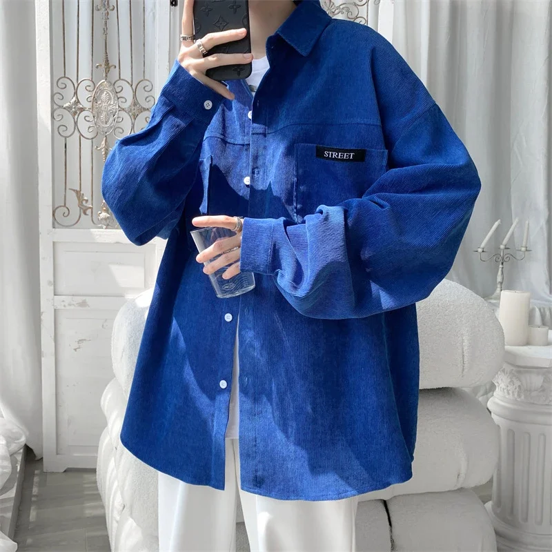 Men's Oversized Washed Corduroy Work Shirt