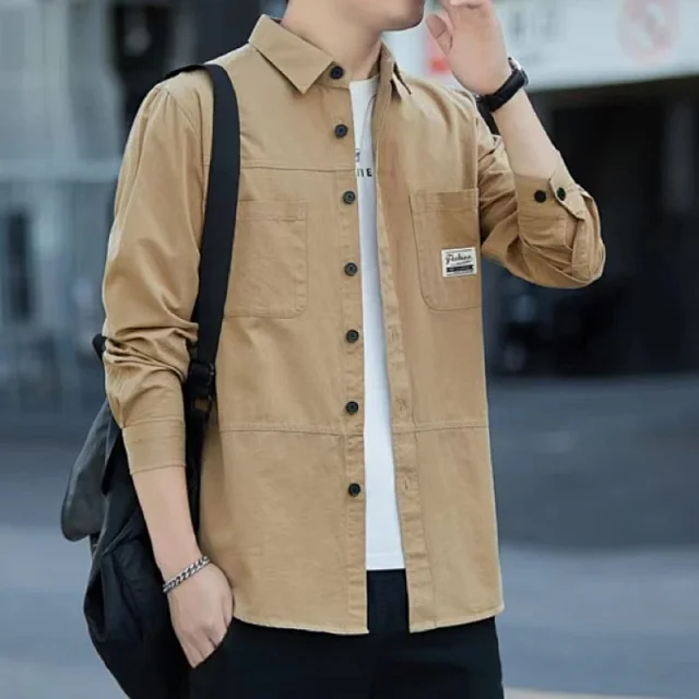 Men's 100% Cotton Long-Sleeve Work Shirt Detail