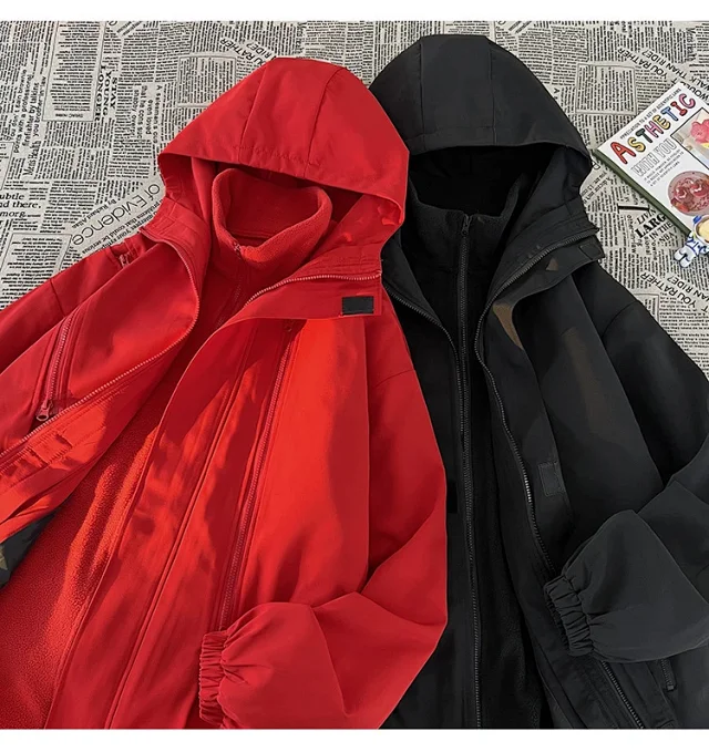 Windproof Waterproof Fleece-Lined Couple's 3-in-1 Jacket Detail