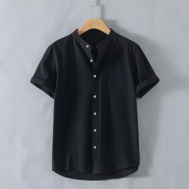 Men's Cotton-Linen Summer Short Sleeve Shirt