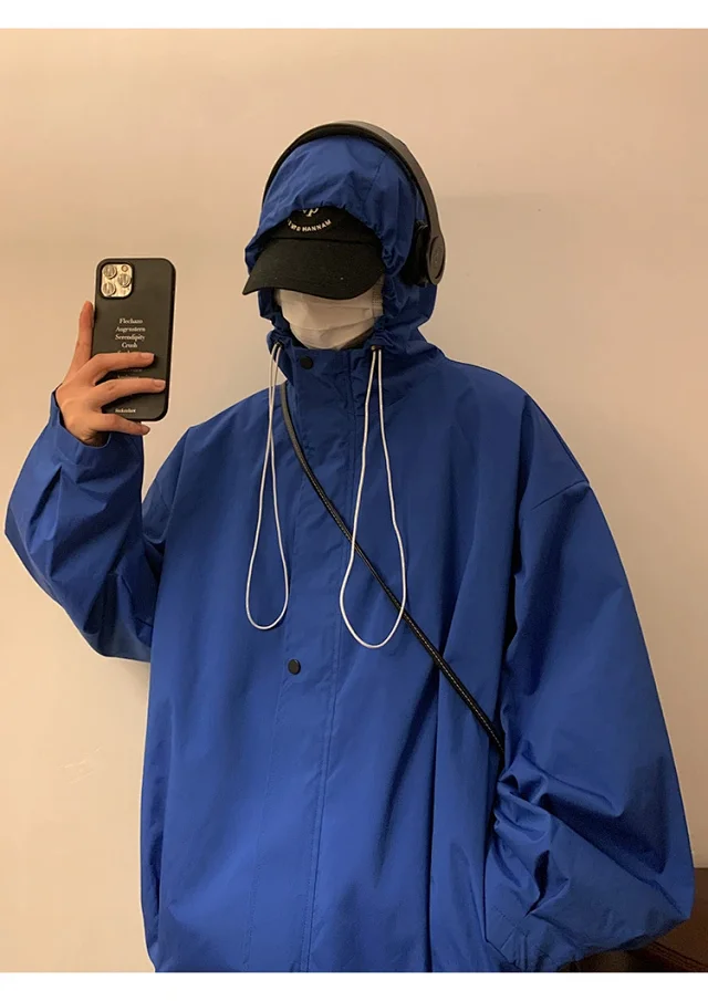 Autumn/Winter Men's HK Loose Casual Hooded Jacket Detail