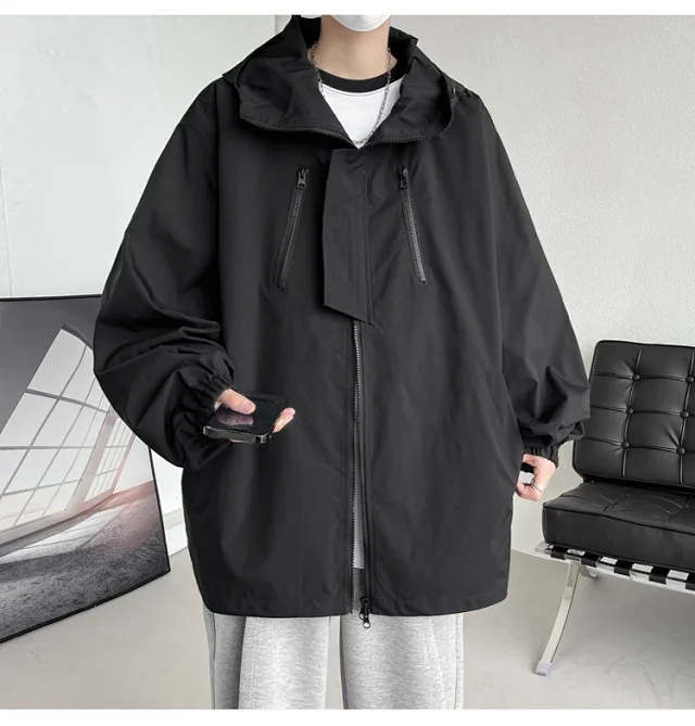 Black Warrior Men's Hooded Utility Jacket Detail