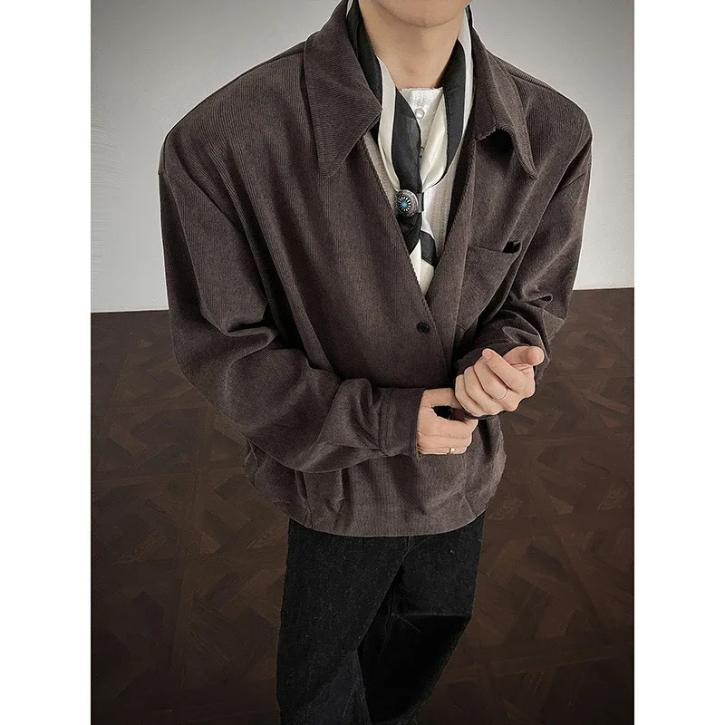 Men's French Style Long-sleeve Shirt in Maillard Lazy Wind