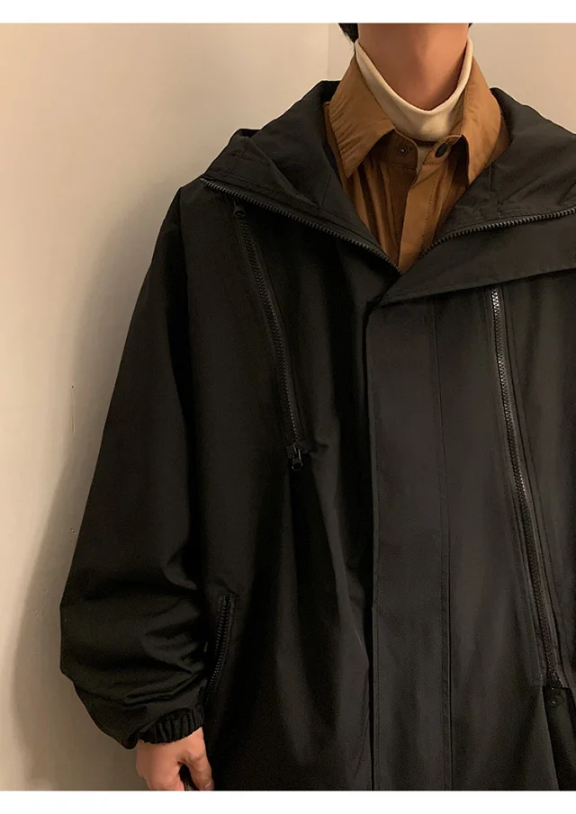 Men's HK Style A/W Loose Warm Hooded Jacket Detail