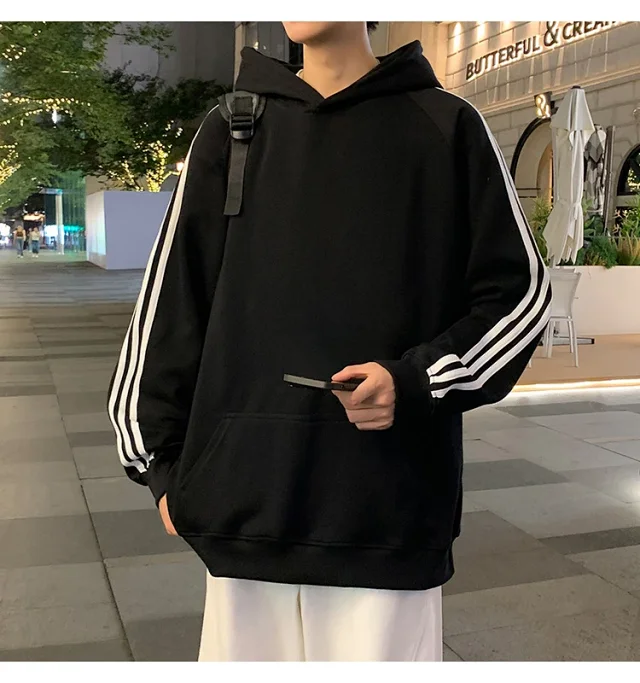 Men's Striped Oversized Casual Hoodie Detail