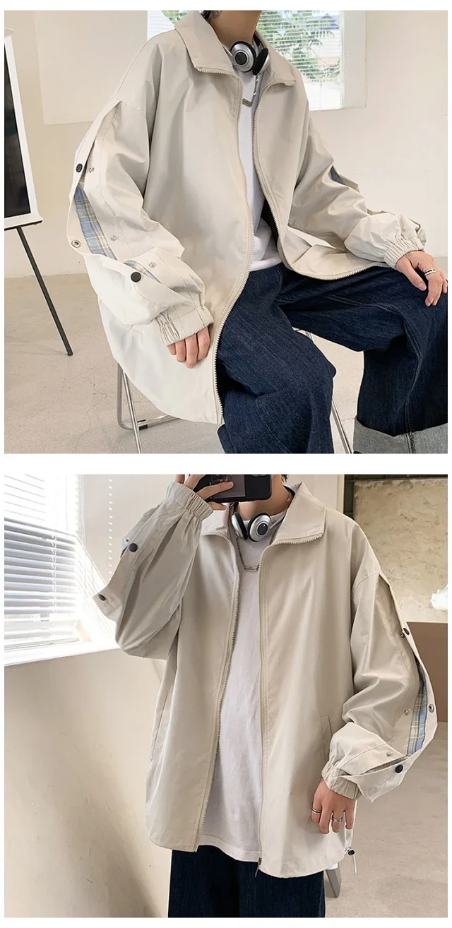 Men's Snap Button Hiphop Pilot Jacket Detail