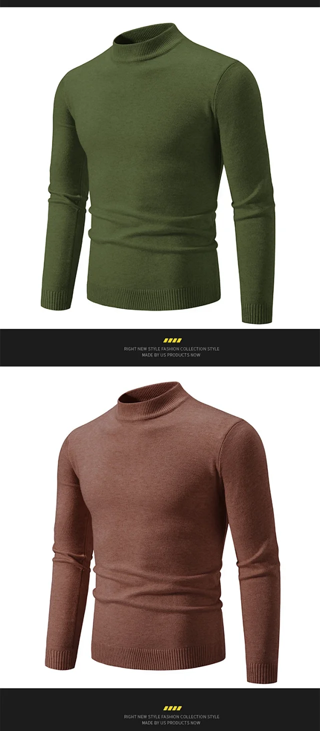 Men's Slim Fit Mock Neck Sweater Detail