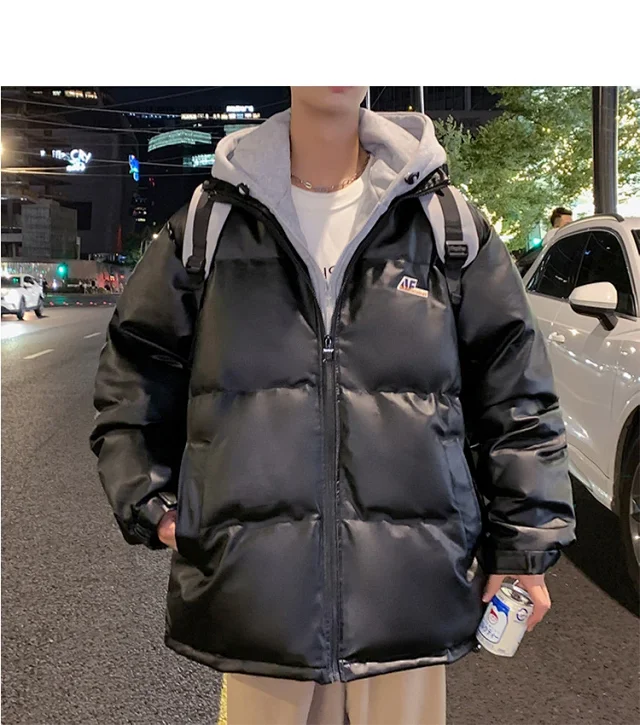 Men's Stand Collar PU Leather Jacket Detail